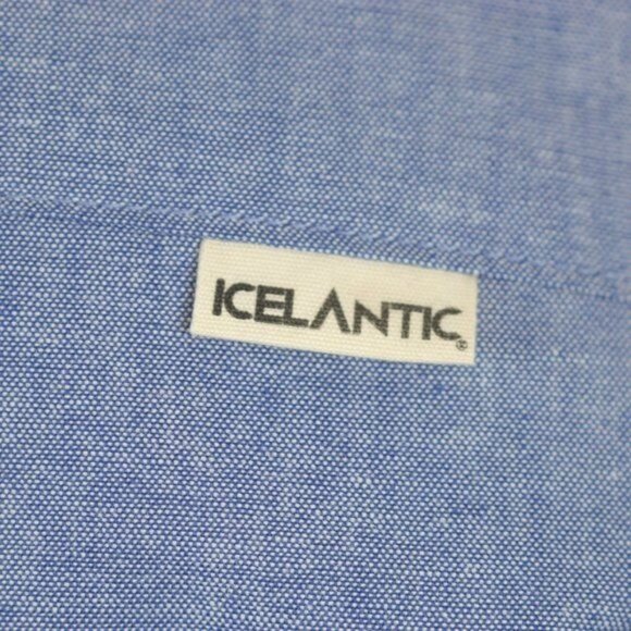 Icelantic Women's Large Blue Chambray Cotton 3/4 Sleeve Button Up Shirt Dress - Picture 5 of 10